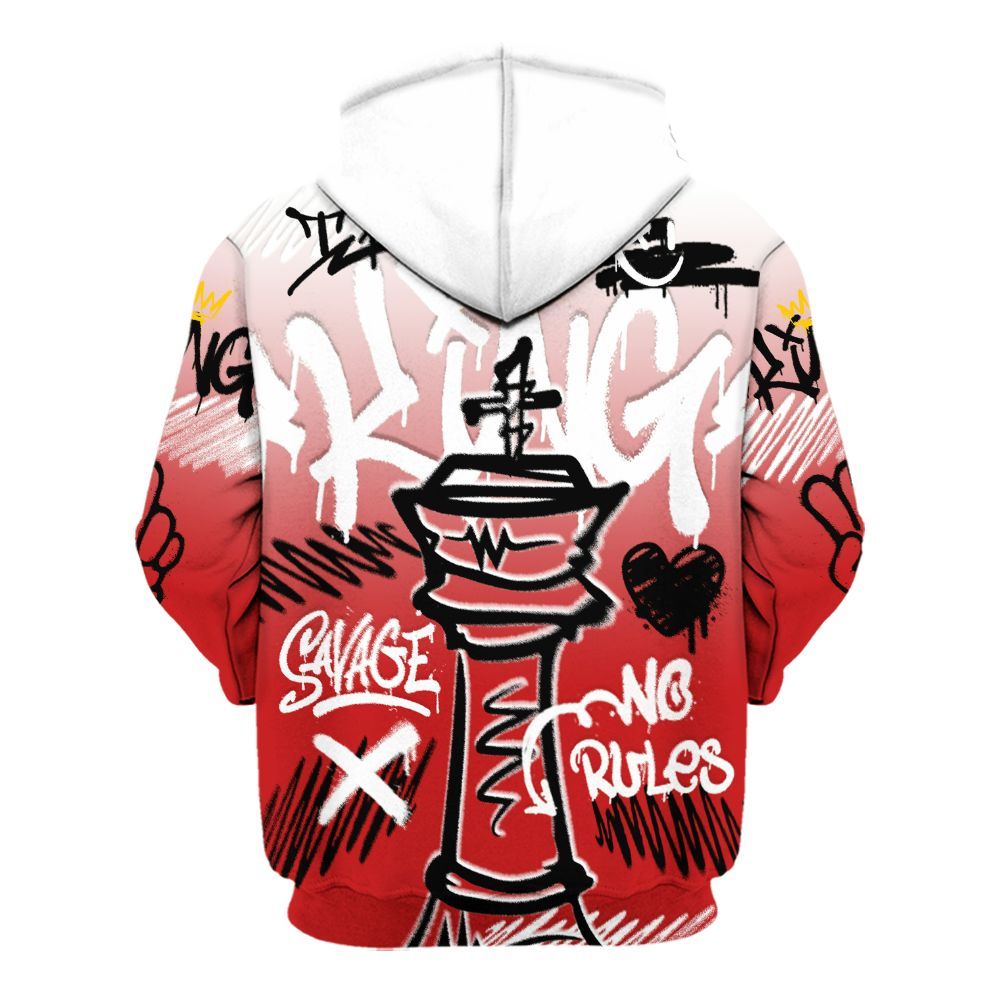 Hoodie To Match Bred Reimagined 4s - Street King Chess Streetwear All Over Print