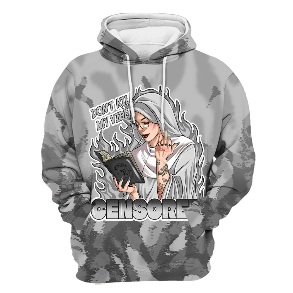 Hoodie To Match Black Wolf Grey 12s - Censoredz Burn All Over Print