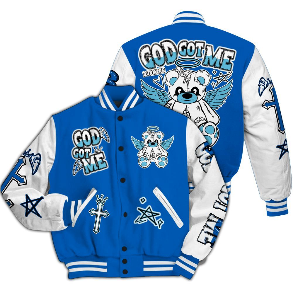 Varsity Jacket To Match Dunk Low Argon - Gods Guides Me Bear All Over Print