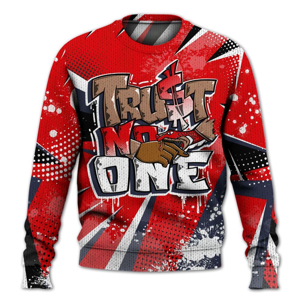 Knitted Sweater To Match Low OG Howard Bison 1s - Poly Trust No One Dripping