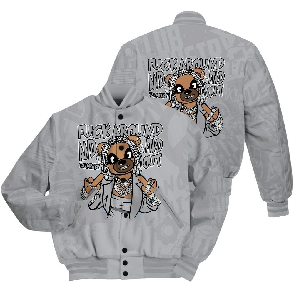 Varsity Jacket To Match Low OG Wolf Grey 1s Shirt - F#ck Around Bear Bear Monogram Graffiti All Over Print