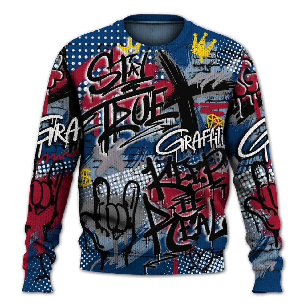 Knitted Sweater To Match Rare Air 4s - True It Real Graffiti Streetwear