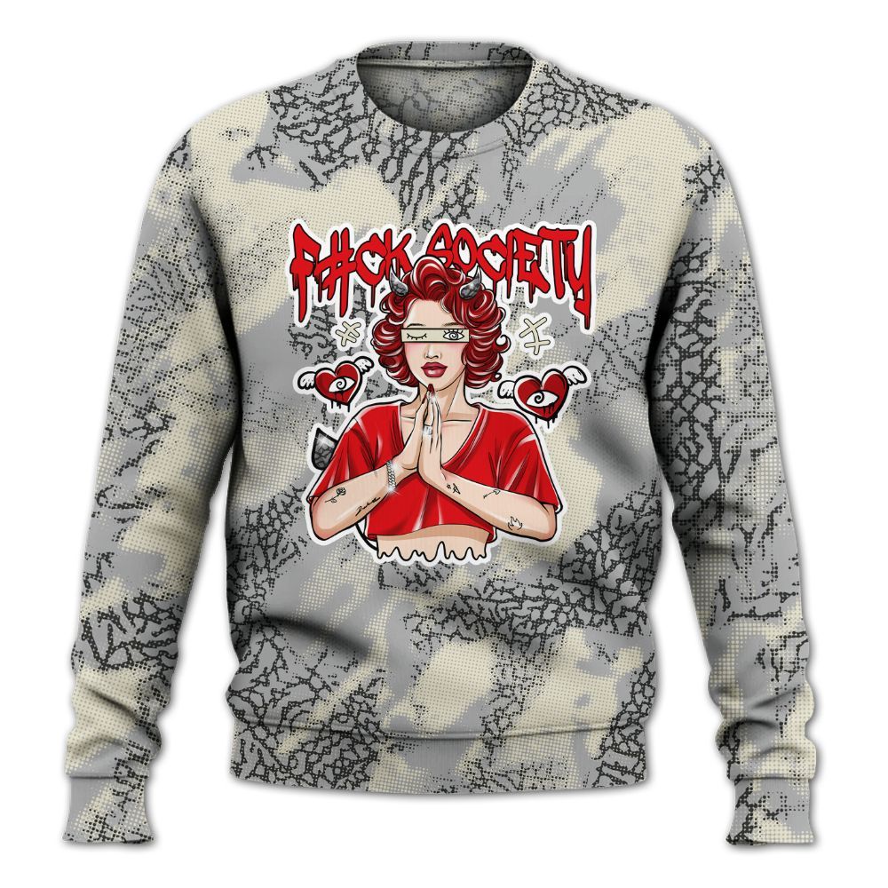 Sweatshirt To Match Cement Grey 3s - F#ck Xociety Halftone All Over Print