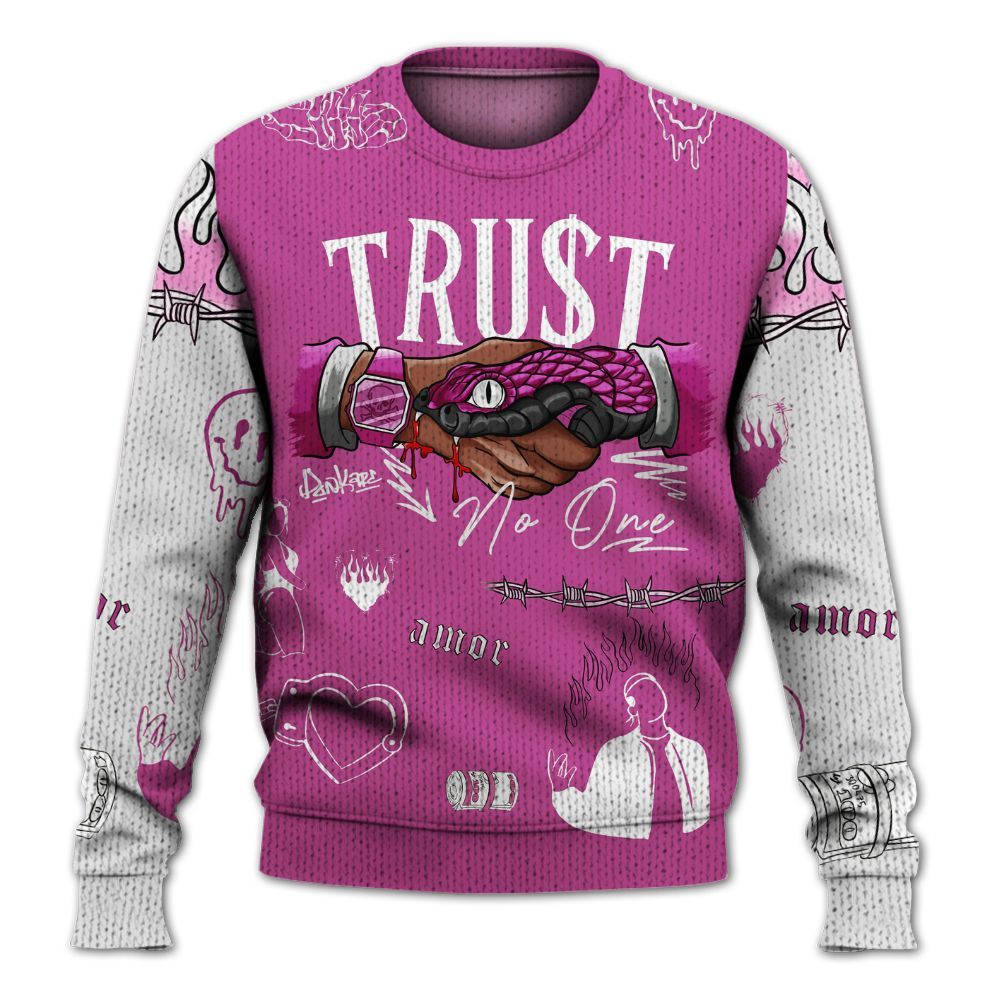 Knitted Sweater To Match Dunk Low Active Fuchsia - Snake Trust No One
