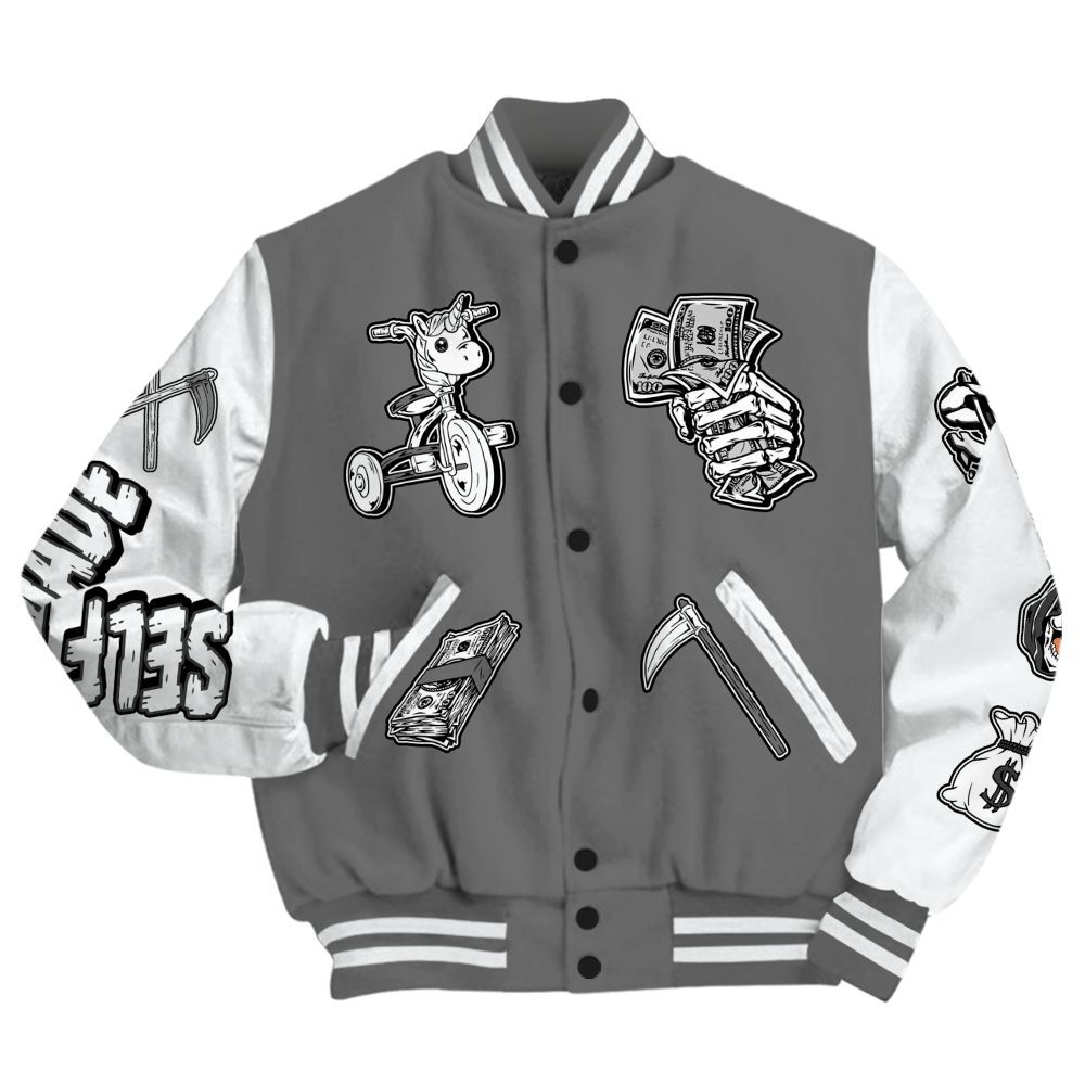 Varsity Jacket To Match Retro Stealth 12s - Self Make Skeleton All Over Print