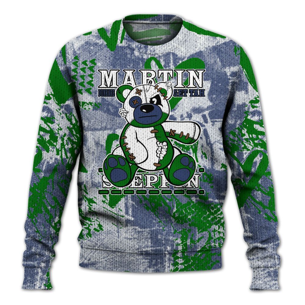 Knitted Sweater To Match Midnight Navy 13s - Tah Steppin Bear Heart Grunge