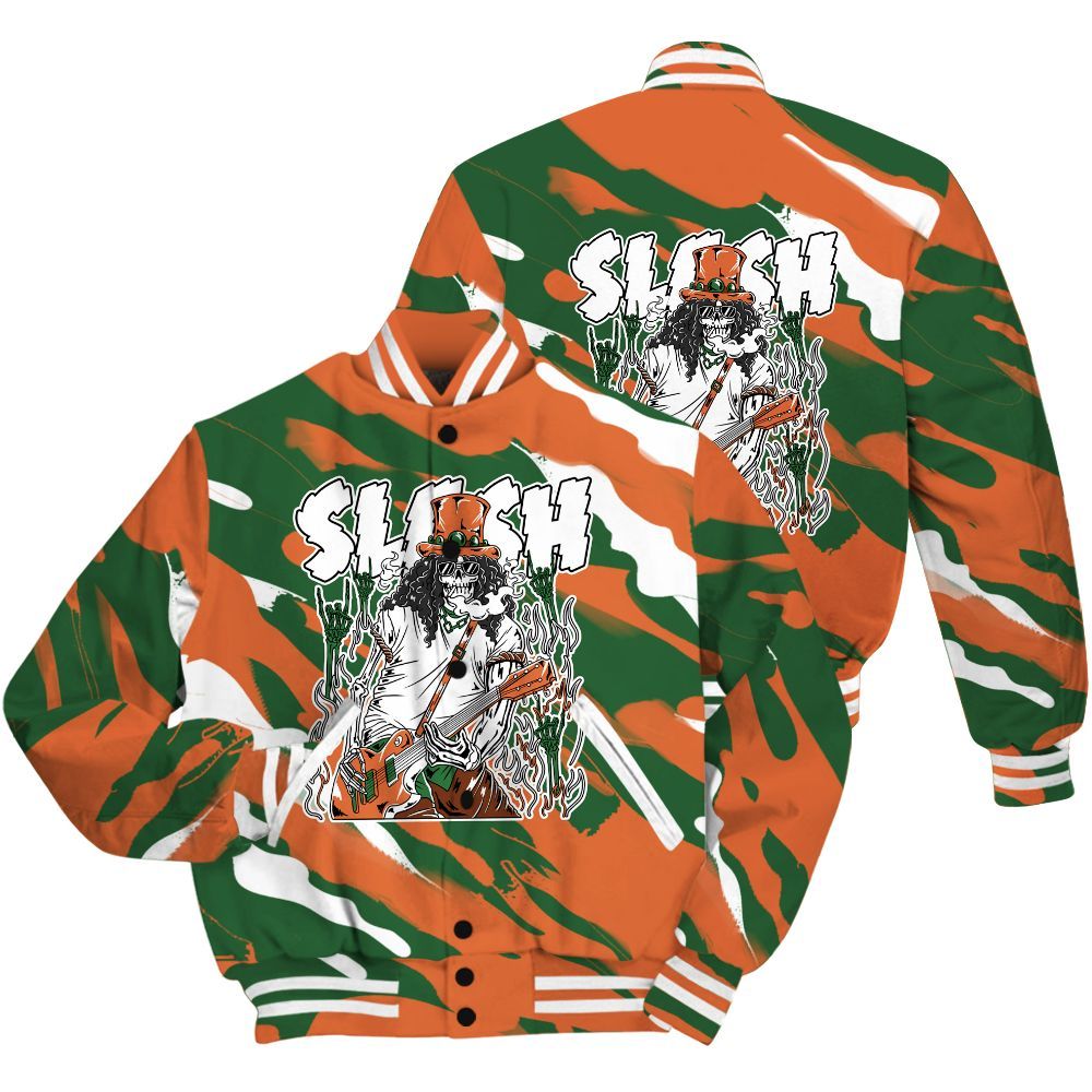 Varsity Jacket To Match Low Miami 5s Shirt - Slash Skeleton Colored All Over Print