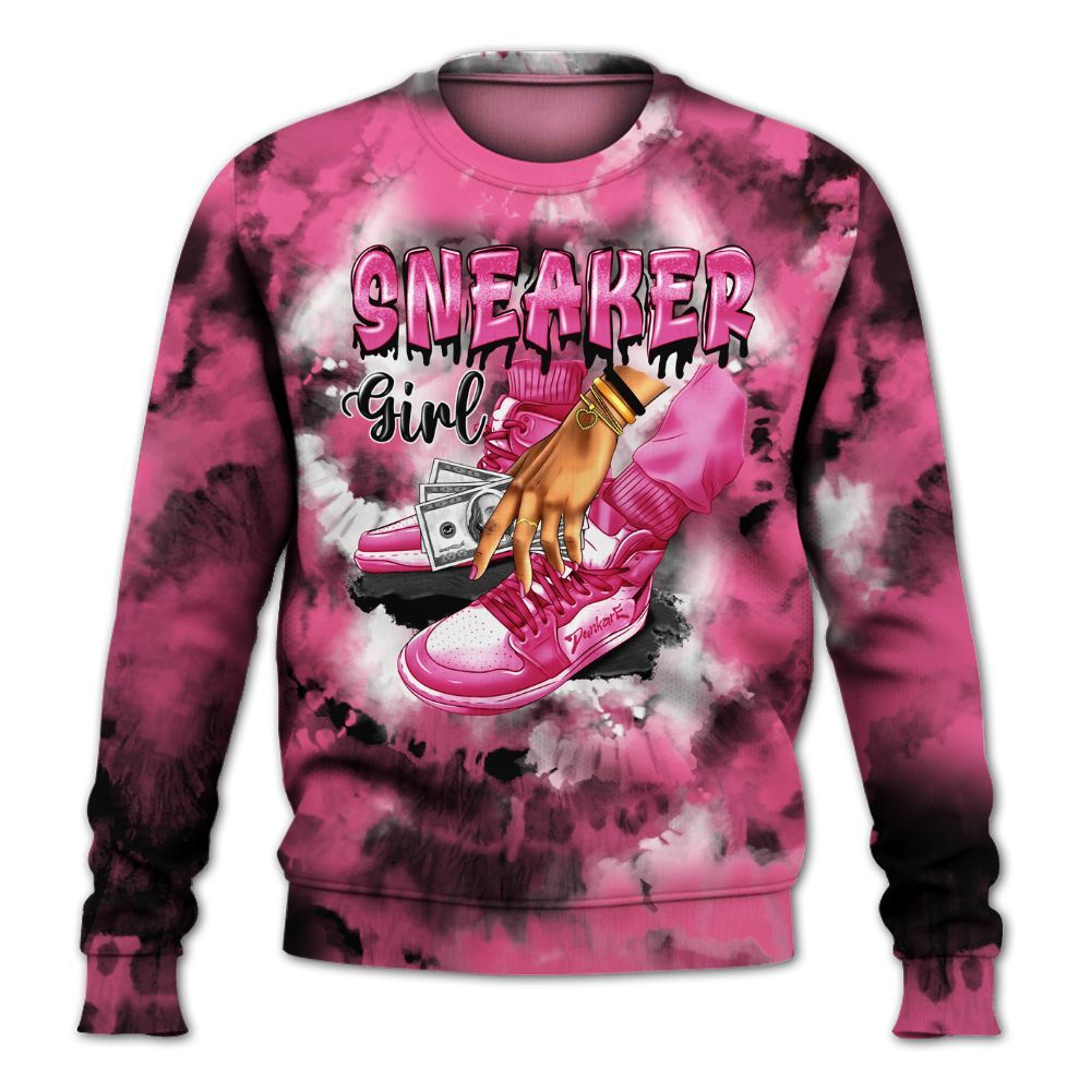 Sweatshirt To Match Air Max SNDR Hyper Pink - SNEAKER Girl Money Drip Tie Dye All Over Print