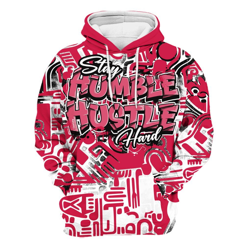 Hoodie To Match Black Toe 14s - Humble Hustle Doodle Retro All Over Print
