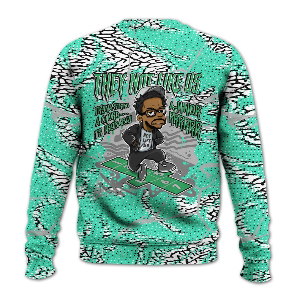 Sweatshirt To Match Black Green Glow 3s - Hopscotch Dislike Us Graphic Crack All Over Print