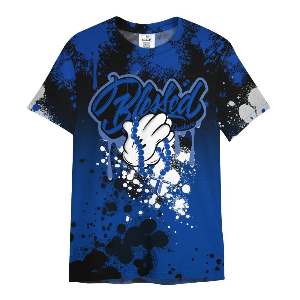 Shirt To Match Hyper Royal 12s - God Blessed Ink Drip All Over Print