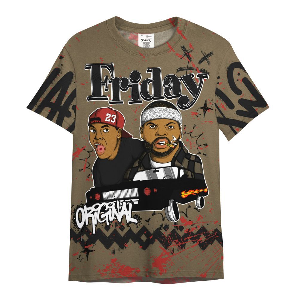 Shirt To Match Olive 9s - Friday Sneaker Crayon All Over Print
