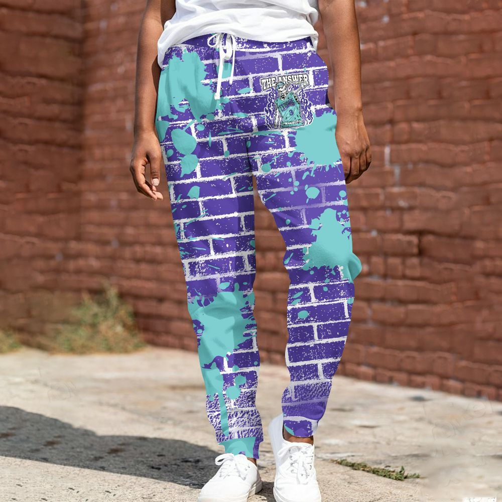 Sweatpant To Match Low Hornets 1s - Allen Answer Skeleton Brick All Over Print