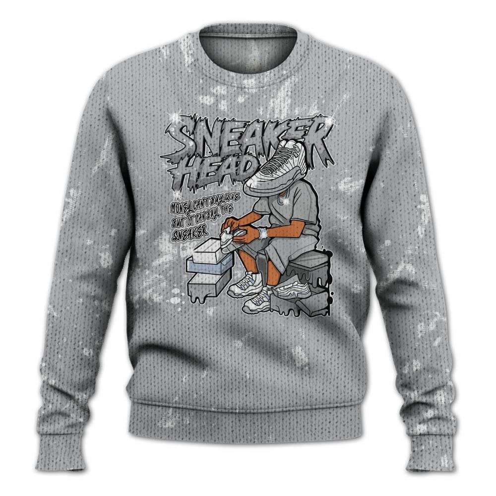 Knitted Sweater To Match Low OG Wolf Grey 1s - Sneakers Headache Graphic Luxury