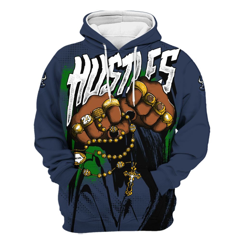 Hoodie To Match Midnight Navy 13s - Hustle Make Money All Over Print