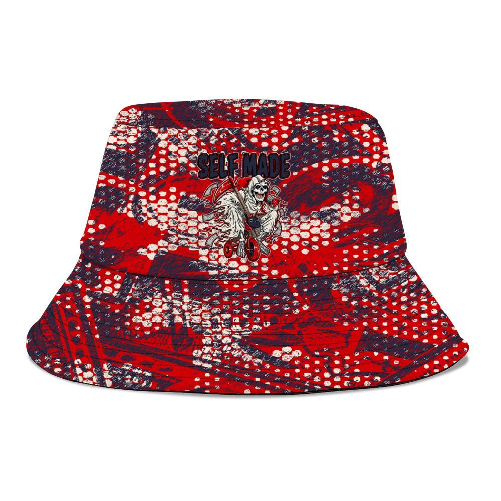 Bucket Hat To Match Low OG Howard University 1s - Self Make Skeleton Banknotes Art Graphic