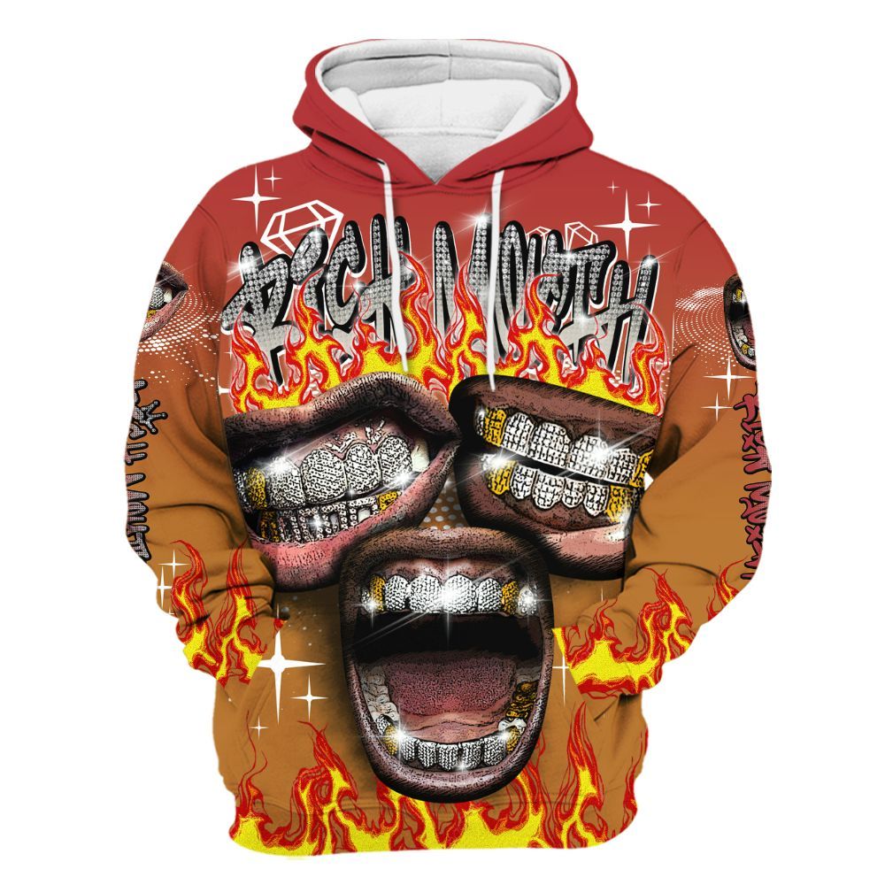 Hoodie To Match Air Max Plus Sunset Swarovski - Rich Mouth Fire Rap Retro 90s All Over Print