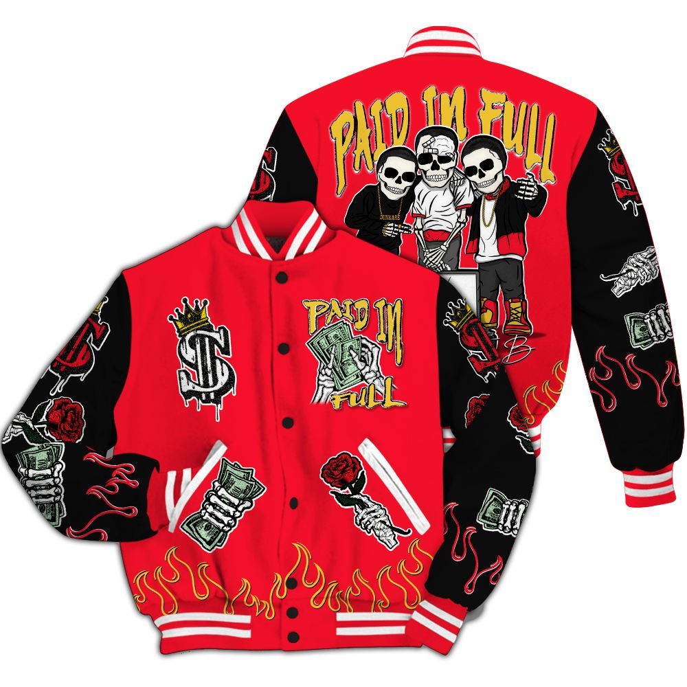 Varsity Jacket To Match KD 18 Air Bakin - Fire Everybody Paid In All Over Print