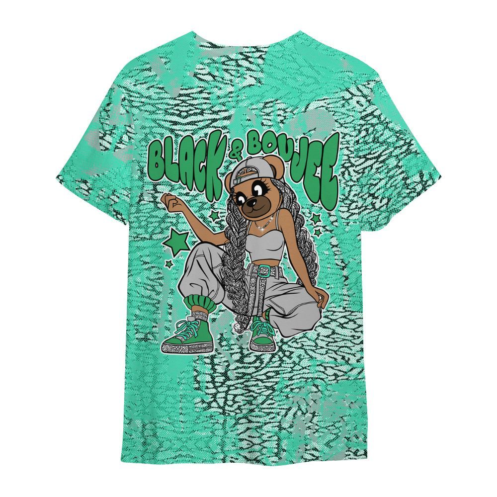 Shirt To Match Black Green Glow 3s - Boujee Girls Bear Heart Grunge All Over Print