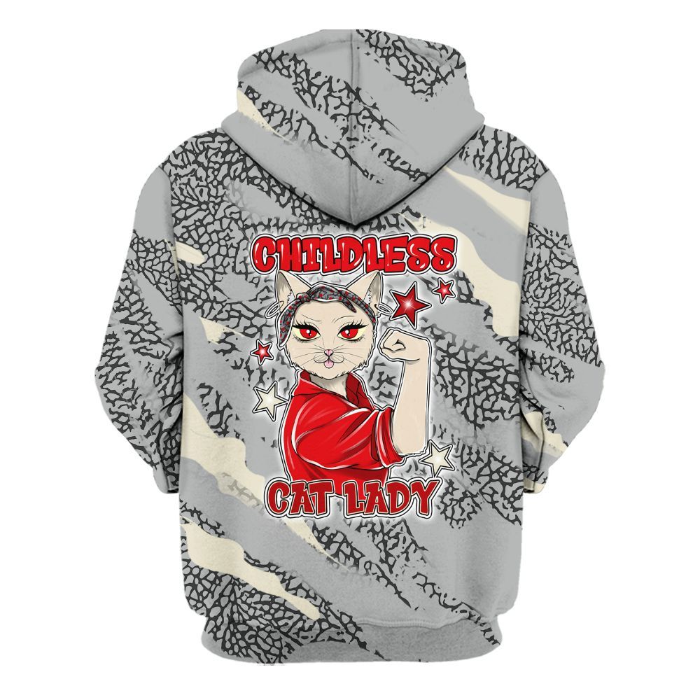 Hoodie To Match Cement Grey 3s - Childless Kat Lady All Over Print