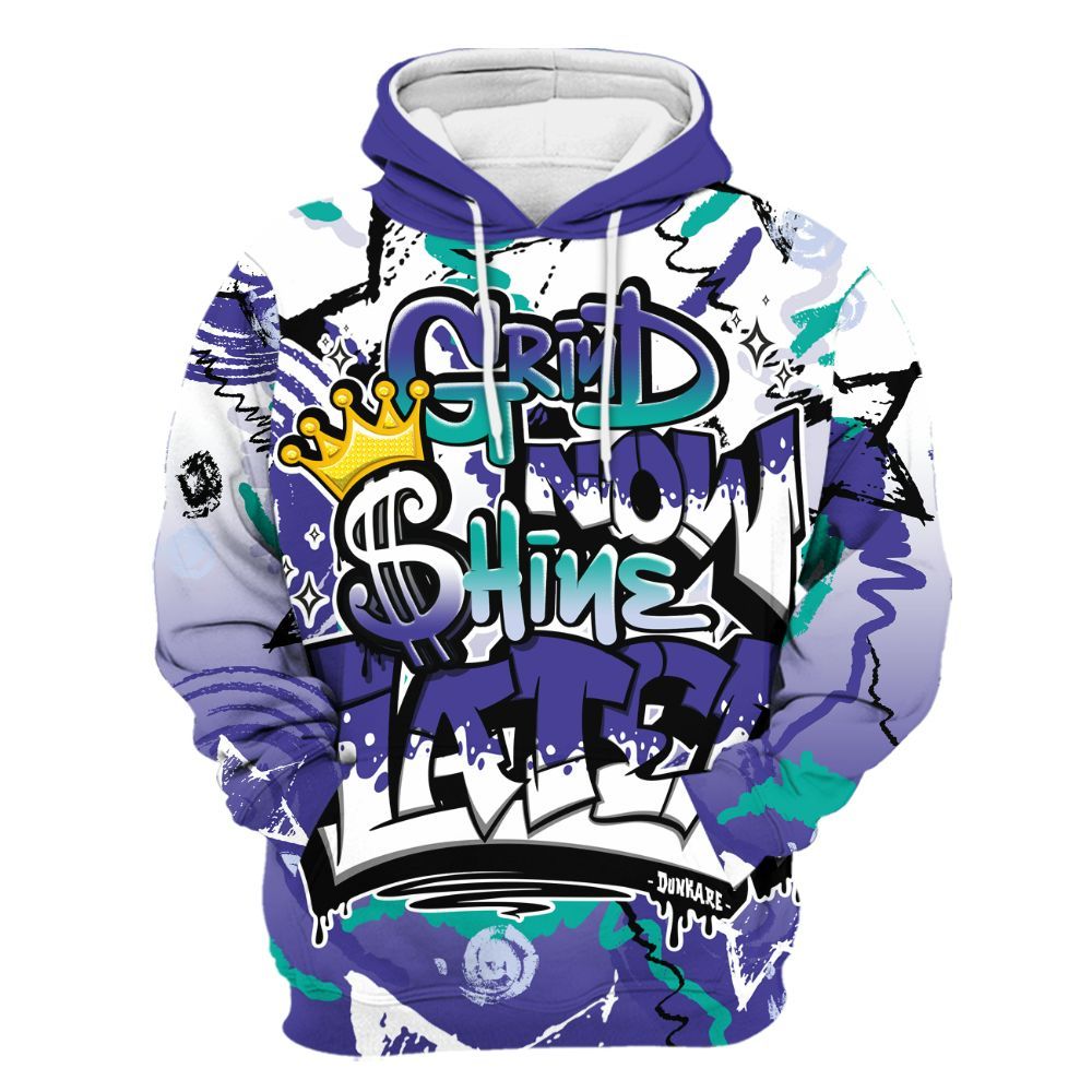 Hoodie To Match Retro Grape 5s - Grind Shine Later Drip All Over Print