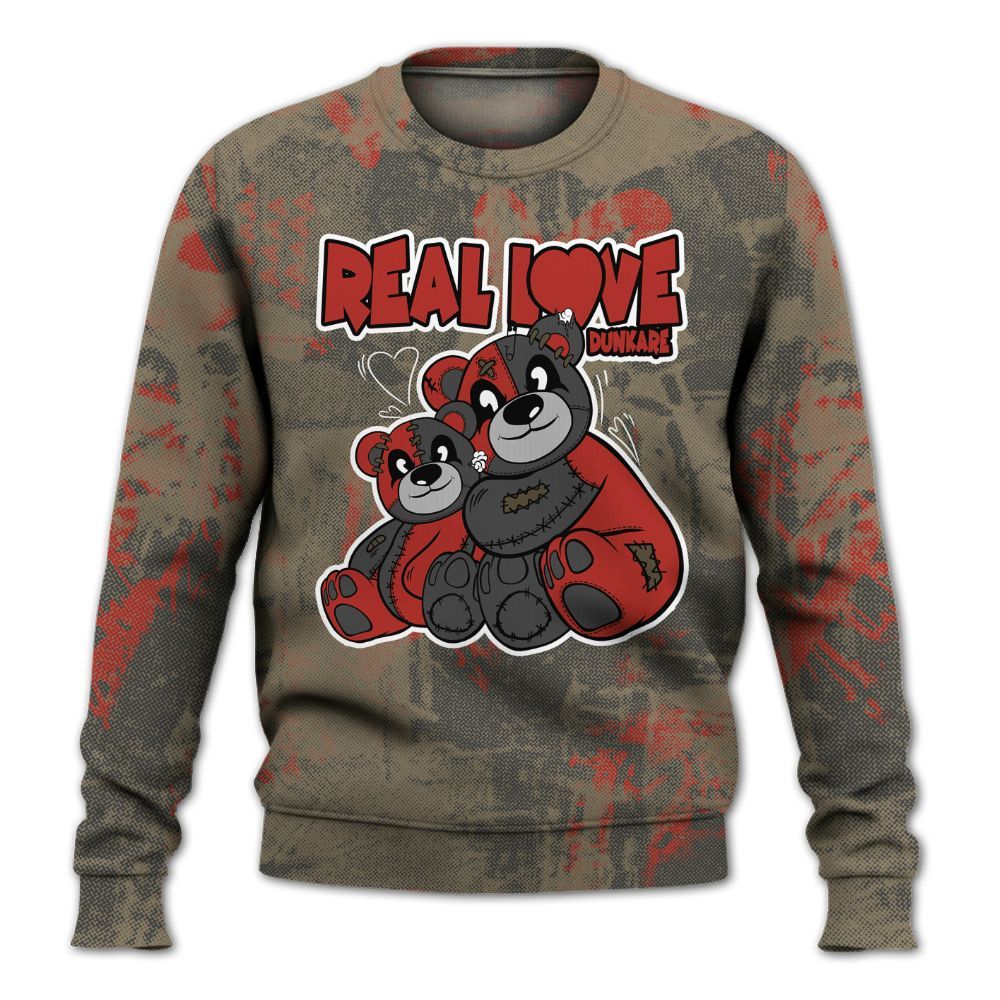 Sweatshirt To Match Olive 9s - Sincere Fondness Bear All Over Print