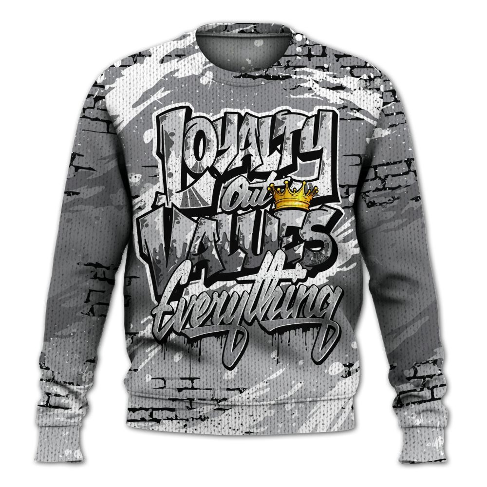 Sweater To Match Retro Wolf Grey 5s - Values Of Loyalty Drip Graphic
