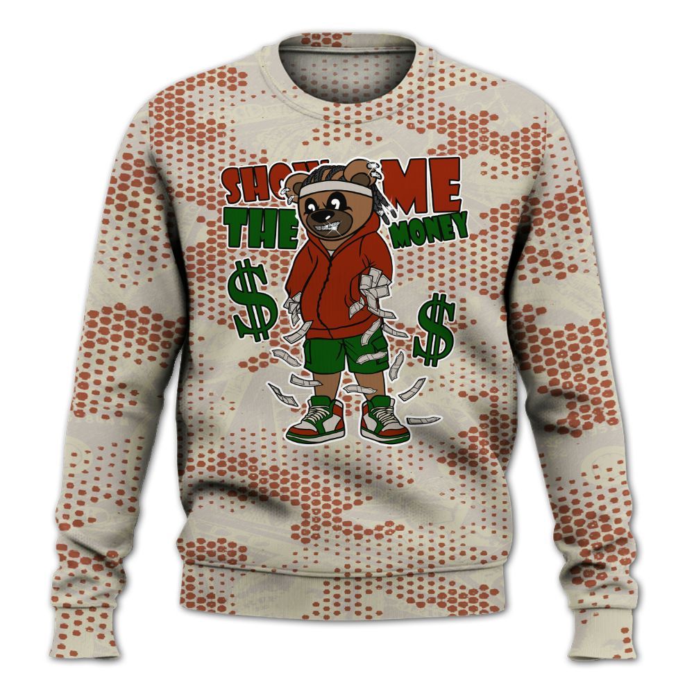 Sweatshirt To Match El Grito 5s - Show Me Bear Banknotes Art All Over Print