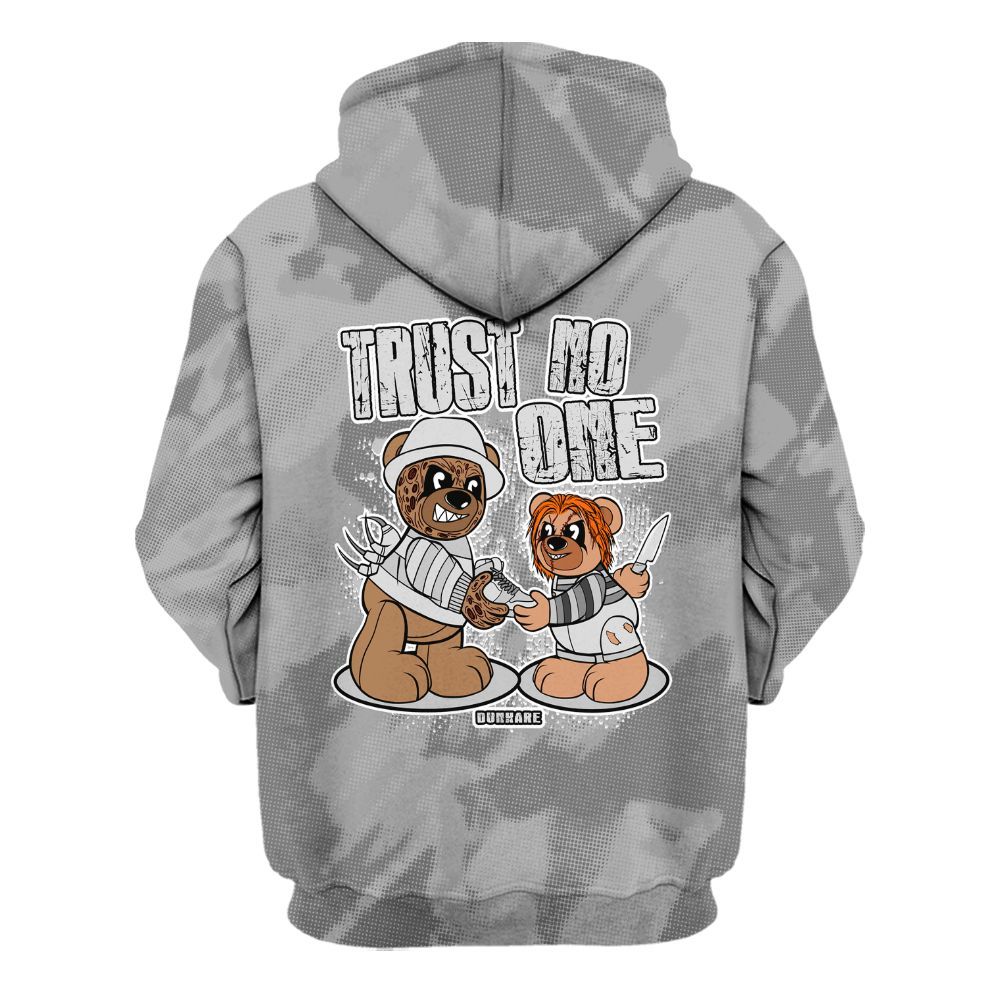 Hoodie To Match Black Wolf Grey 12s - Trust No One Bear Abstract Halftone All Over Print
