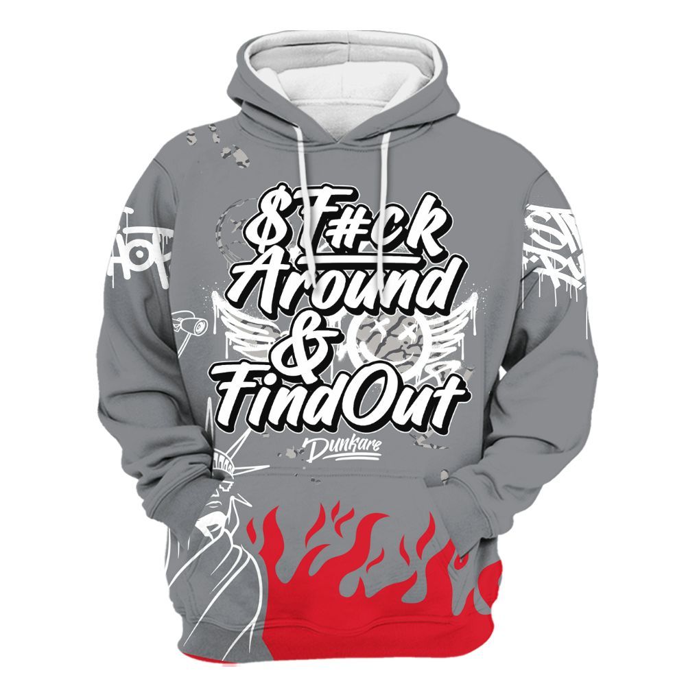 Hoodie To Match Black Cement 3s - Graphic Fck Around Find Out All Over Print