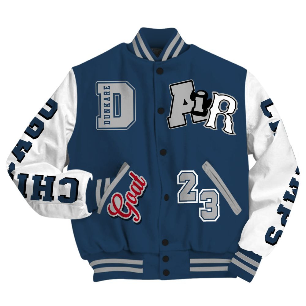 Varsity Jacket To Match Retro French Blue 2025 12s - AIR Number 23 GOAT All Over Print