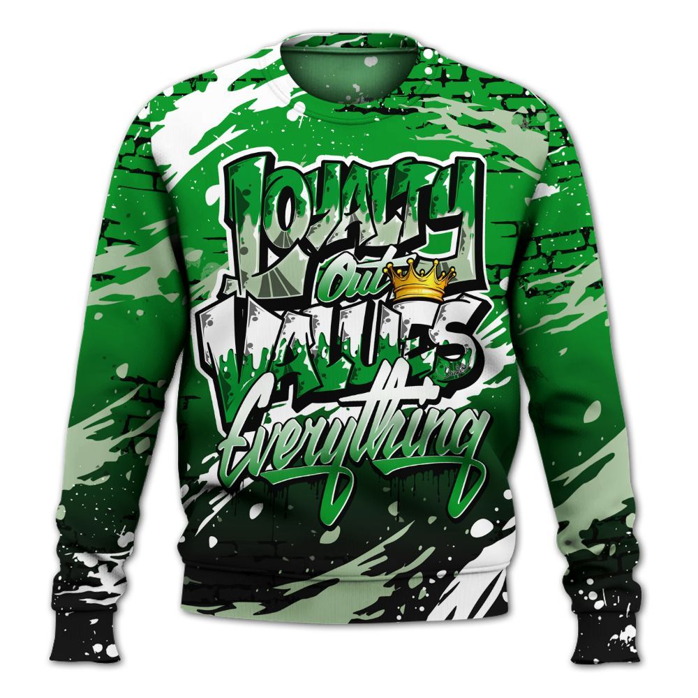 Sweatshirt To Match Green Spark CJ1 T-Rex - Values Of Loyalty Drip All Over Print