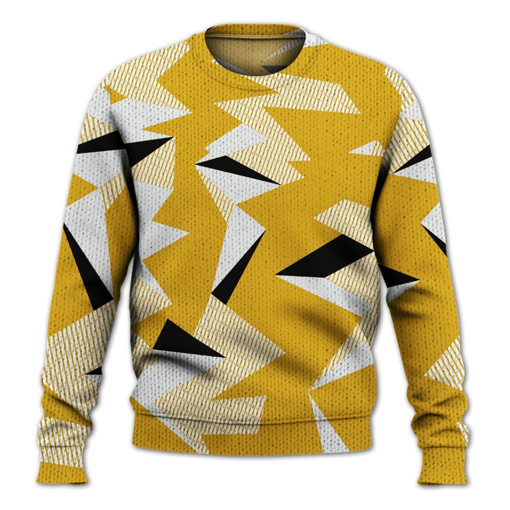 Knitted Sweater To Match Vivid Sulfur 4s - Geometric Camouflage Pattern