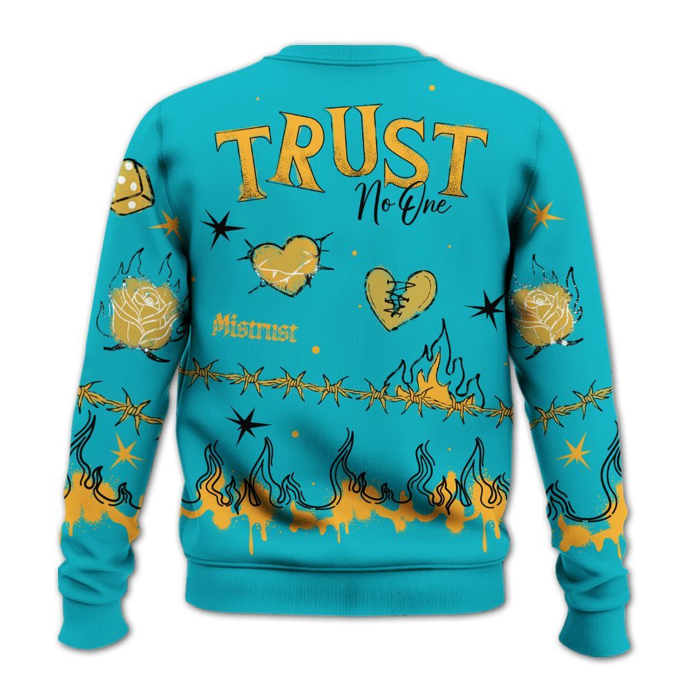 Sweatshirt To Match Retro Aqua 5s - Trust No One Snake-Bite Doodle Crayon All Over Print