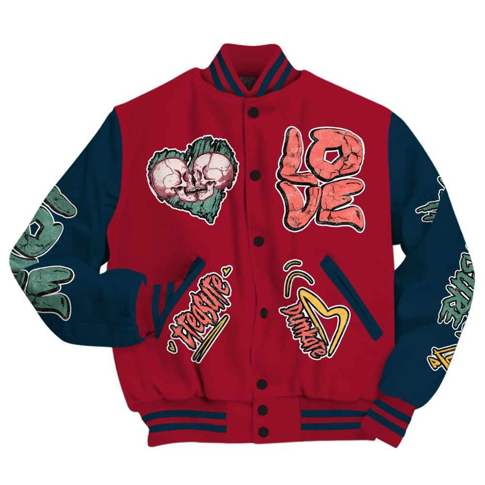 Varsity Jacket To Match Mid Multi Color 2022 1s - Skull Bear All Over Print