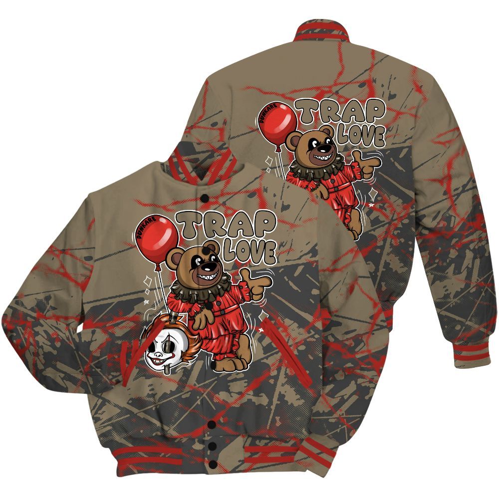 Varsity Jacket To Match Olive 9s Shirt - Trap Loves Bear Profound All Over Print