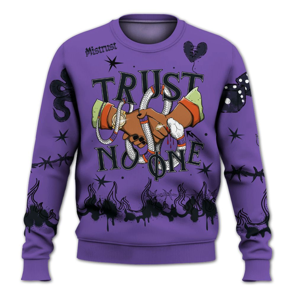 Sweatshirt To Match Canyon Purple 4s - Trust No One Snake-Bite Doodle Crayon All Over Print