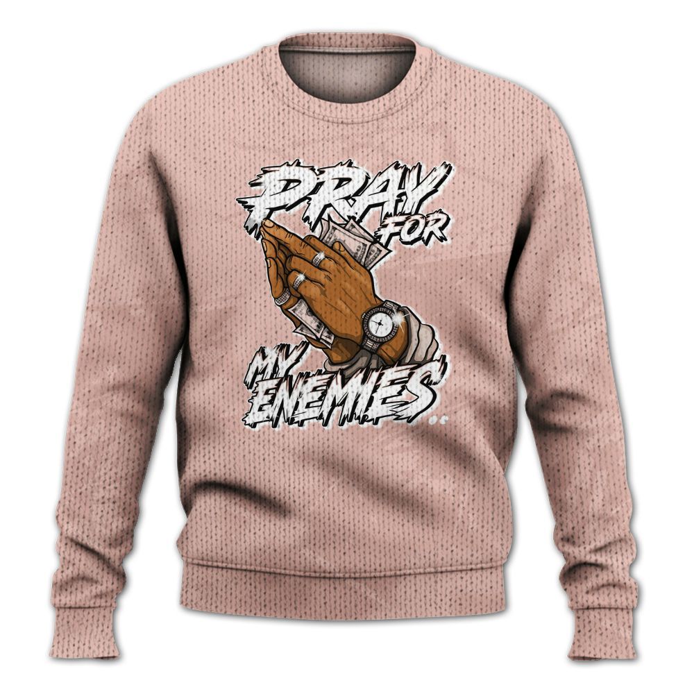 Knitted Sweater To Match Dunk Low Pink Velvet - Prayed For Enemies Graphic