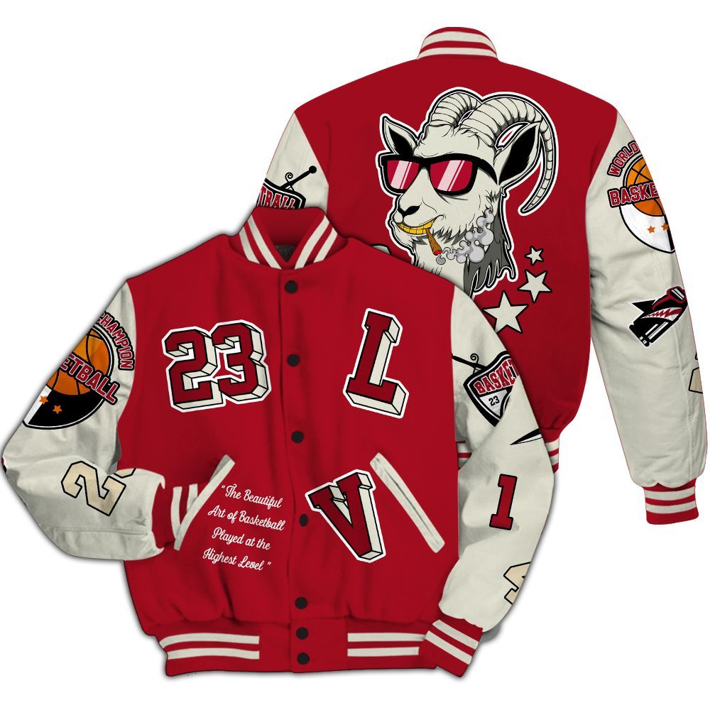 Varsity Jacket To Match 2025 High OG Cinnabar 1s - The GOAT Got Em Streetwear All Over Print