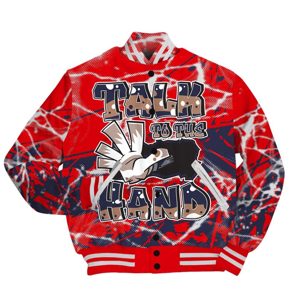 Varsity Jacket To Match Low OG Howard Bison 1s - Talk To Hand Profound Graphic Varsity Jacket Unisex