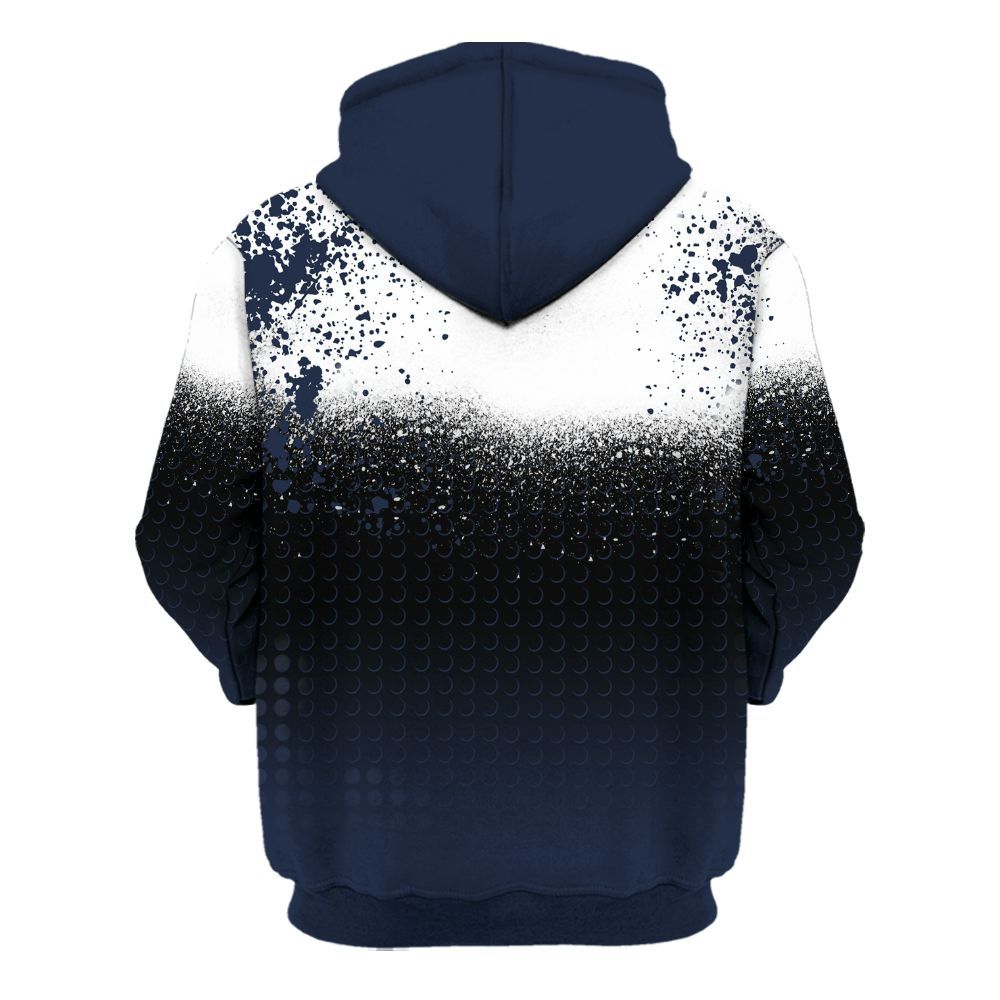 Hoodie To Match Dunk Low White Midnight Navy - Halftone Time Is Money All Over Print