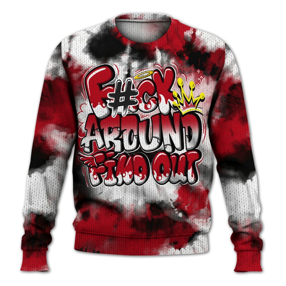 Knitted Sweater To Match Bred Velvet 11s - Tie Dye FK Around Find Out