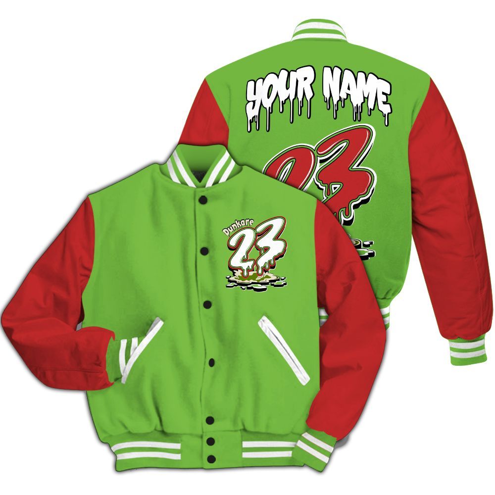 Varsity Jacket To Match Air Max Waffle SP Action Green - Custom Name 23 Drip All Over Print