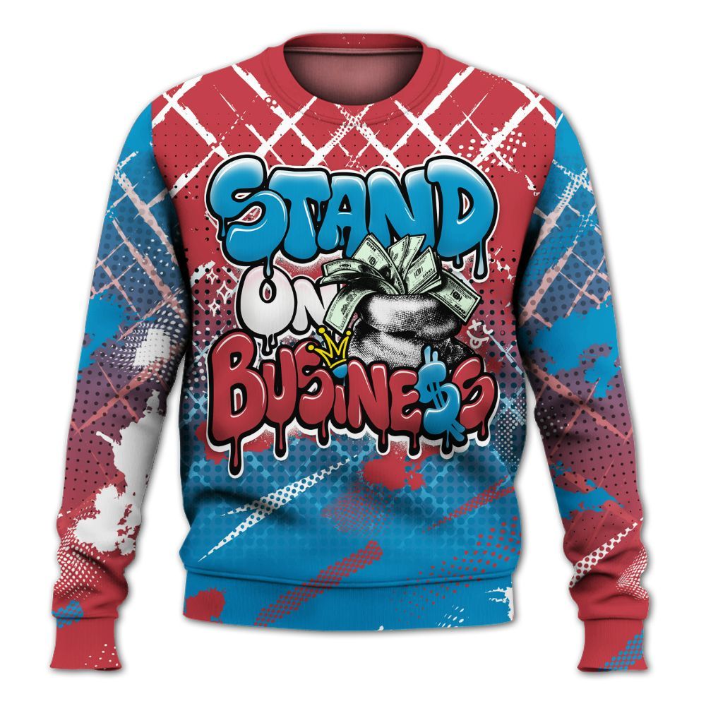 Sweatshirt To Match High OG University Red Dark Powder Blue 1s - Halftone Stand Business Dripping All Over Print