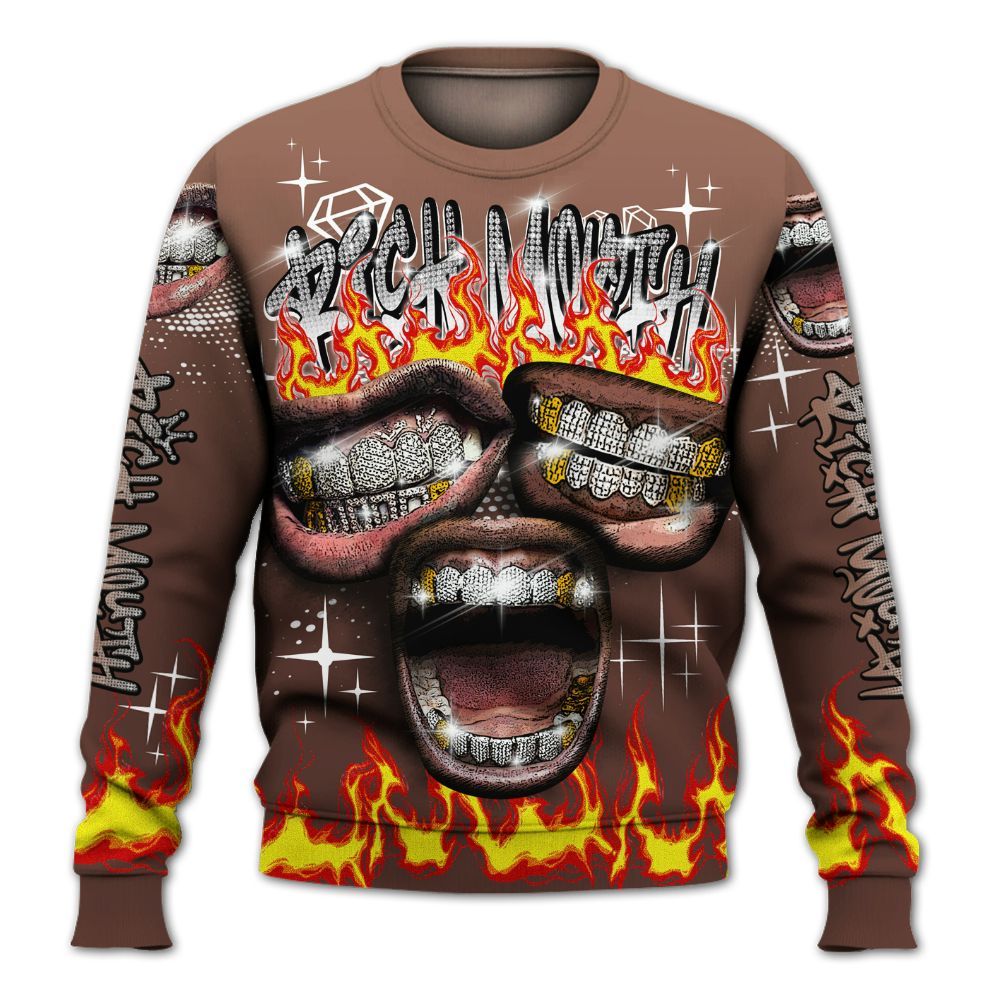 Sweatshirt To Match KD 4 Christmas - Rich Mouth Fire Rap Retro 90s All Over Print