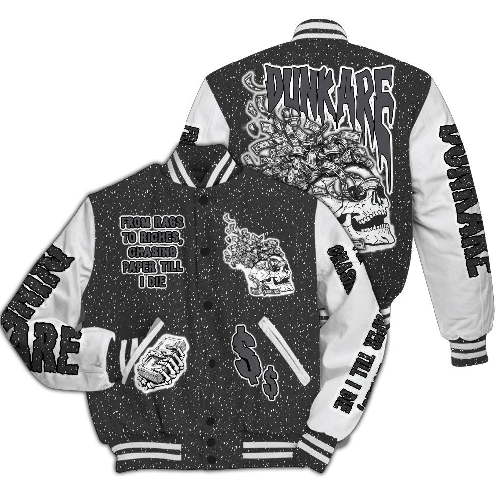 Varsity Jacket To Match Reverse Black White 6s - From Rags To Riches All Over Print