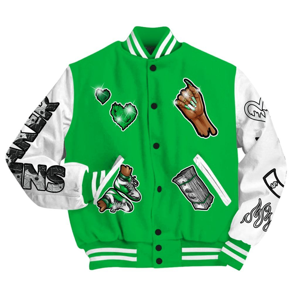 Varsity Jacket To Match Lucky Green 5s - Sneakerz Girlz All Over Print