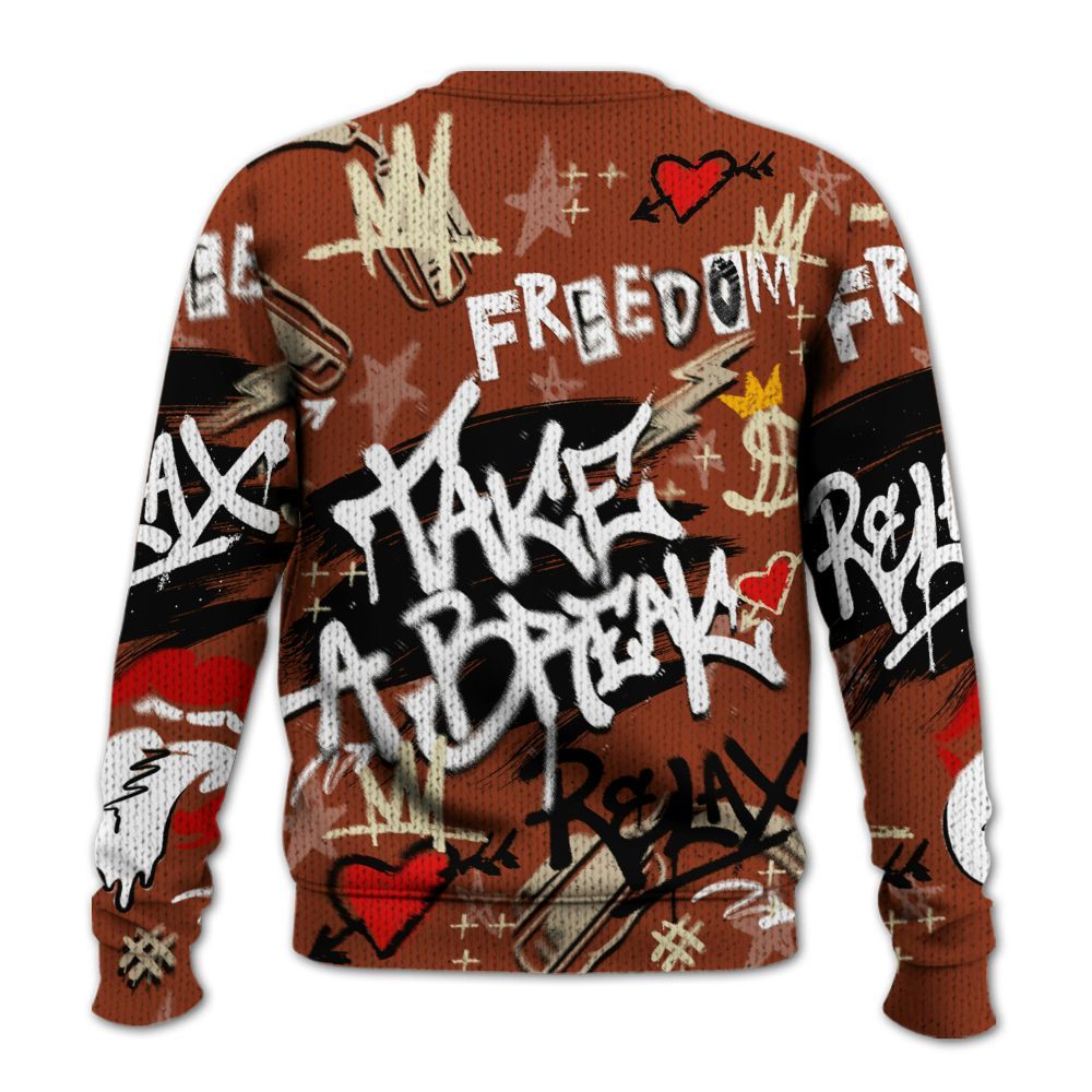 Knitted Sweater To Match Retro Eastside Golf 12s - Take Break Freedom Graffiti Streetwear