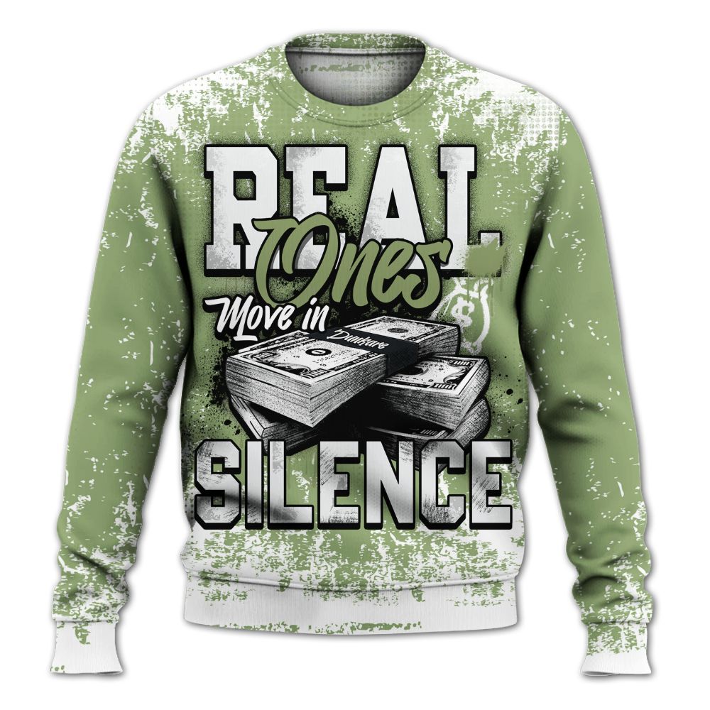 Sweatshirt To Match Oil Green 4s - Move In Silence Money Street Retro All Over Print