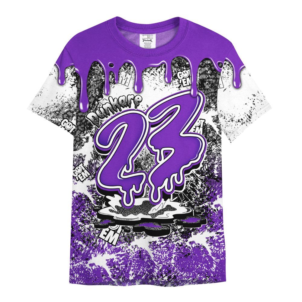 Shirt To Match Retro Dark Iris 3s - Dripping 23 Drip All Over Print